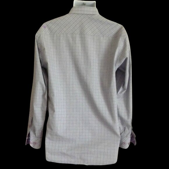 Jared Lang Gray Plaid Shirt Medium - Picture 4 of 5